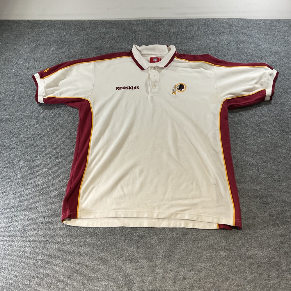 Vintage NFL Washington Redskins Polo Shirt Mens XL Cream Burgundy Gold Retro